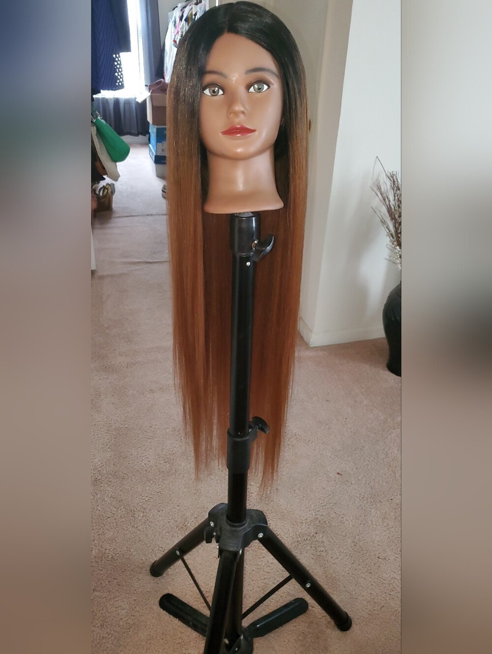 Synthetic Long Straight Ombre Wig - Black to Brown